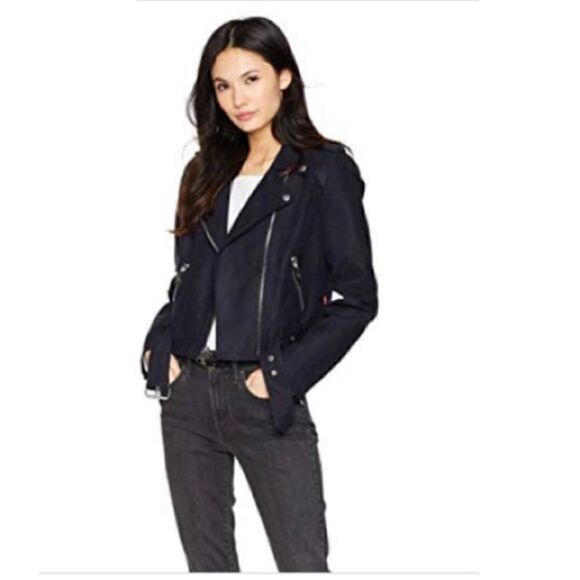 NWT MSRP $200 Levi's Faux Suede Moto Jacket Black Size Large - Picture 3 of 10
